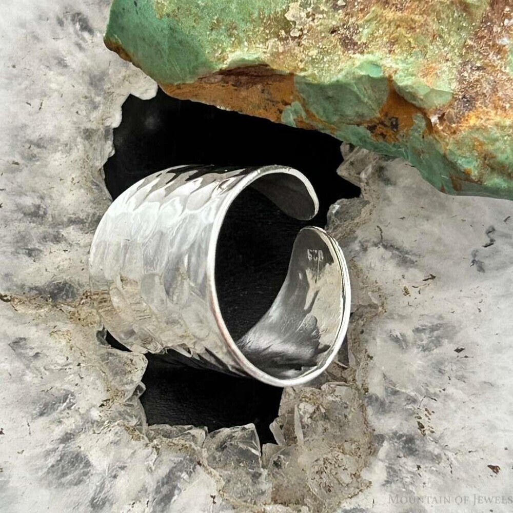 Sterling Silver Hammered Tapered Fashion Ring For Women - Picture 7 of 10